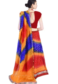 Bandhej Art Silk Lehenga in Multicolor