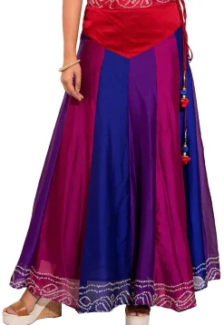 Bandhej Crepe Skirt in Multicolor