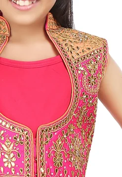 Bandhej Georgette A Line Lehenga in Pink