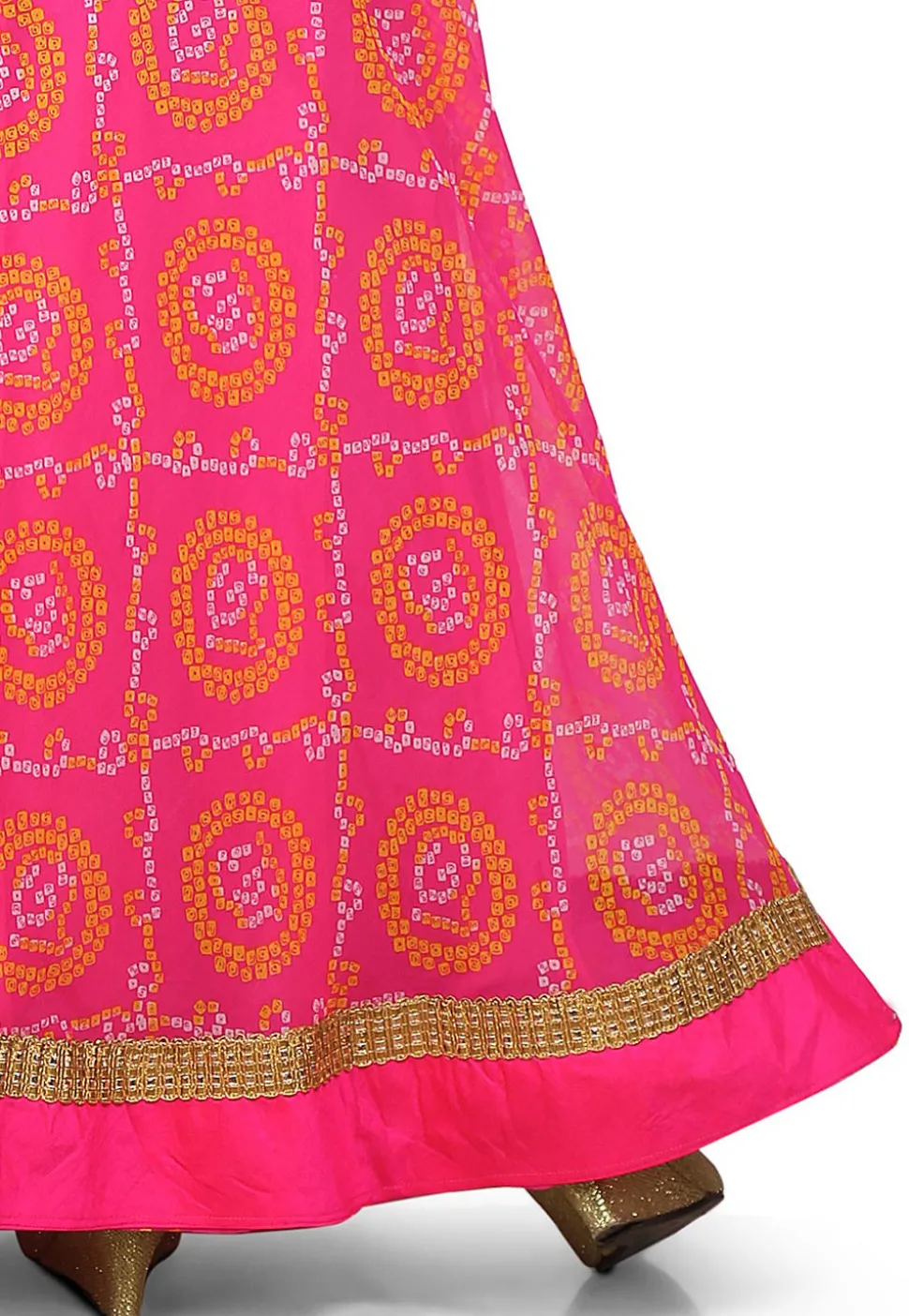 Bandhej Georgette A Line Lehenga in Pink