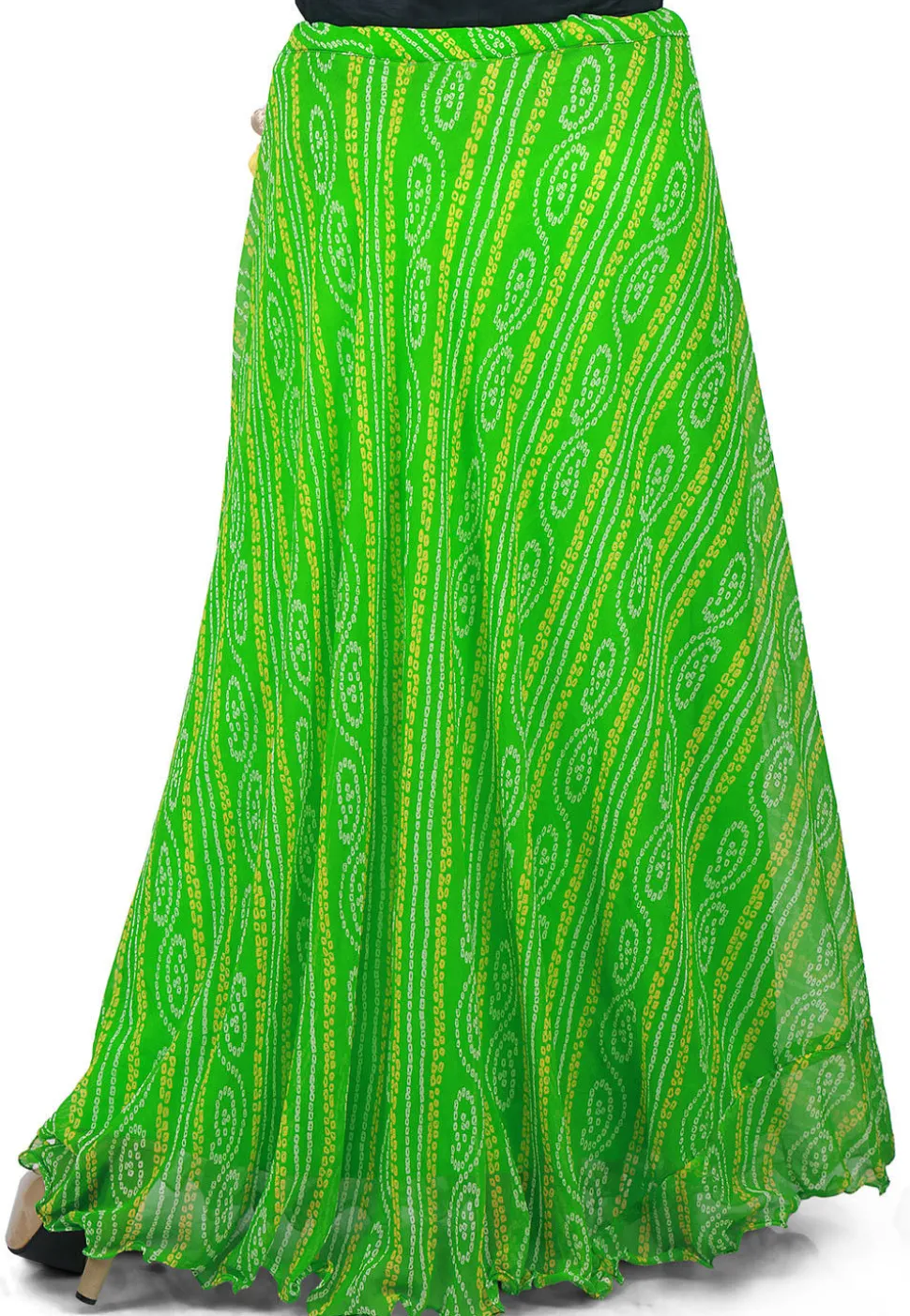 Bandhej Georgette Long Skirt in Green
