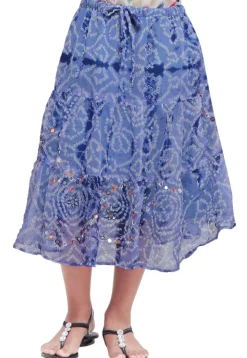 Bandhej Georgette Skirt in Light Blue