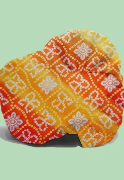 Bandhej Kota Silk Kids Turban in Orange and Yellow