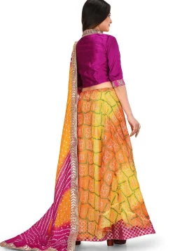 Bandhej Kota Silk Skirt in Multicolor