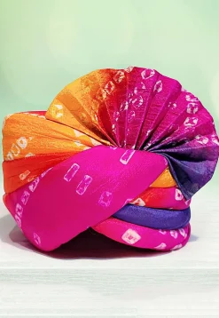 Bandhej Printed Art Silk Kids Turban in Multicolor