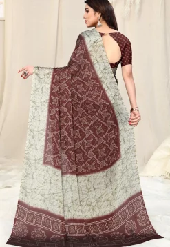 Bandhej Printed Chiffon Saree in Maroon