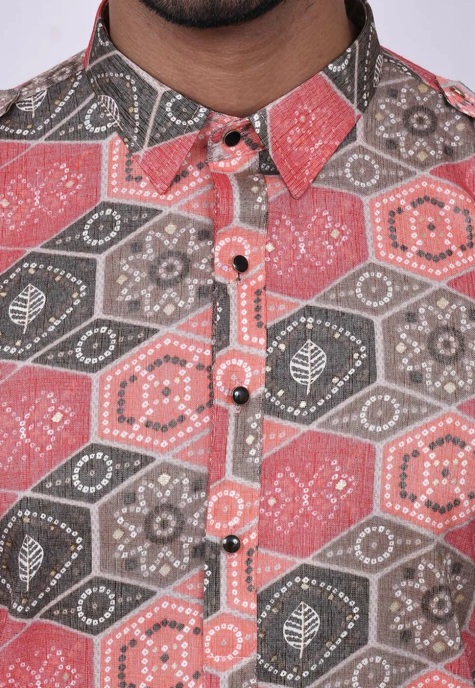 Bandhej Printed Cotton Dhoti Kurta in Pink