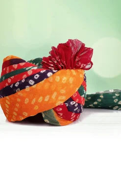 Bandhej Printed Cotton Kids Turban in Multicolor