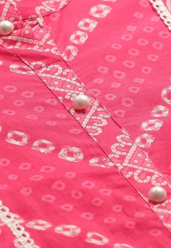 Bandhej Printed Cotton Kurta in Pink