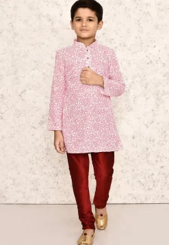 Bandhej Printed Cotton Kurta Set in White