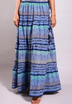 Bandhej Printed Cotton Long Skirt in Blue