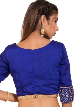 Bandhej Printed Crepe Blouse in Dark Blue