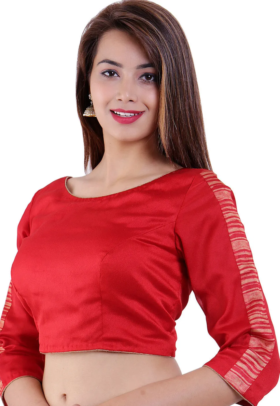 Bandhej Printed Crepe Blouse in Red