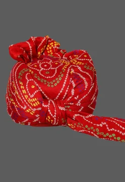 Bandhej Printed Crepe Kids Turban in Red