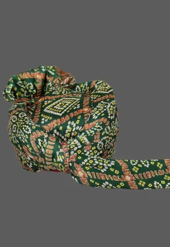 Bandhej Printed Crepe Kids Turban in Dark Green