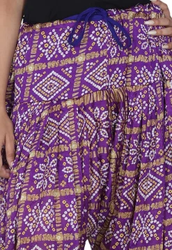 Bandhej Printed Crepe Patiala in Purple