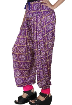 Bandhej Printed Crepe Patiala in Purple