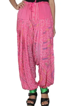 Bandhej Printed Crepe Patiala in Pink