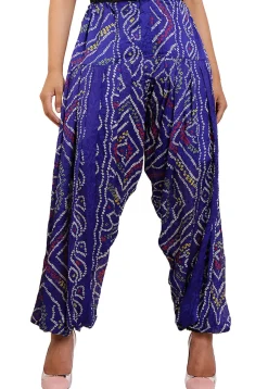 Bandhej Printed Crepe Patiala in Royal Blue