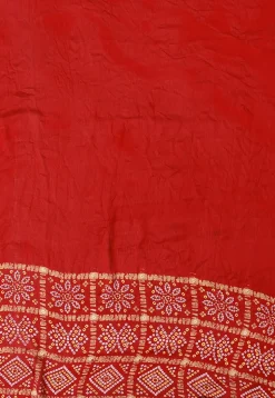 Bandhej Printed Crepe Saree in Red