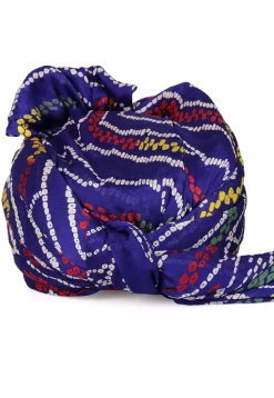 Bandhej Printed Crepe Turban in Royal Blue