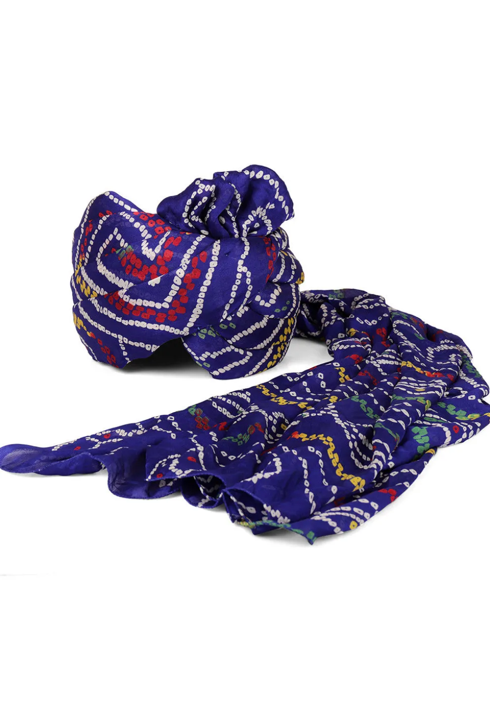 Bandhej Printed Crepe Turban in Royal Blue