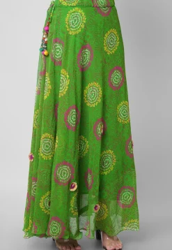 Bandhej Printed Georgette Skirt in Green