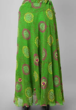 Bandhej Printed Georgette Skirt in Green