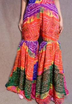 Bandhej Printed Georgette Sharara in Multicolor