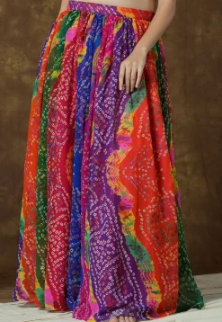 Bandhej Printed Georgette Skirt in Multicolor