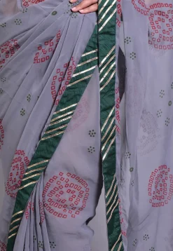 Bandhej Printed Georgette Saree in Grey