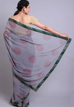 Bandhej Printed Georgette Saree in Grey
