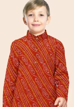 Bandhej Printed Georgette Kurta in Red