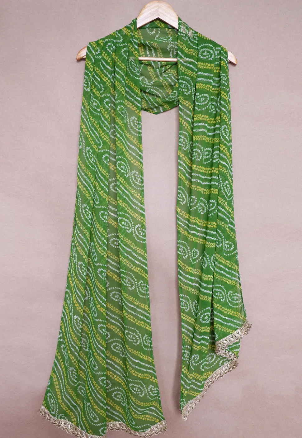 Bandhej Printed Georgette Men Dupatta in Green