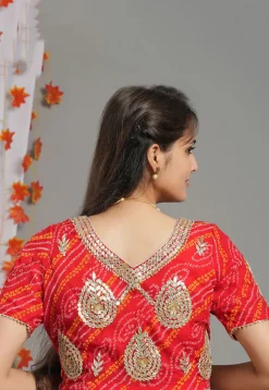 Bandhej Printed Georgette Blouse in Red