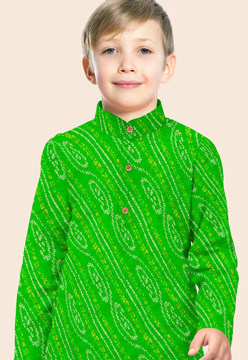 Bandhej Printed Georgette Kurta Set in Green