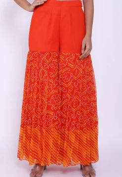Bandhej Printed Georgette Sharara in Orange