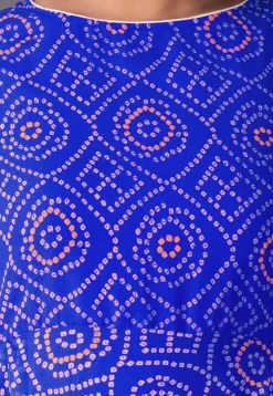 Bandhej Printed Georgette Asymmetric A Line Suit in Royal Blue