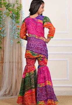 Bandhej Printed Georgette Kurti Set in Multicolor