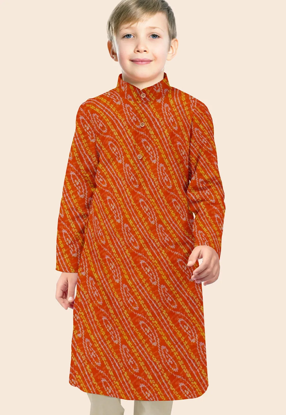 Bandhej Printed Georgette Kurta in Orange