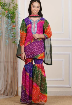 Bandhej Printed Georgette Pakistani Suit in Multicolor