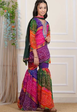 Bandhej Printed Georgette Pakistani Suit in Multicolor
