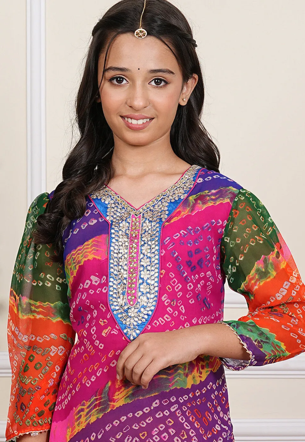 Bandhej Printed Georgette Pakistani Suit in Multicolor