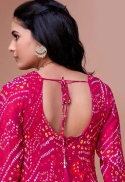 Bandhej Printed Georgette A Line Suit in Pink