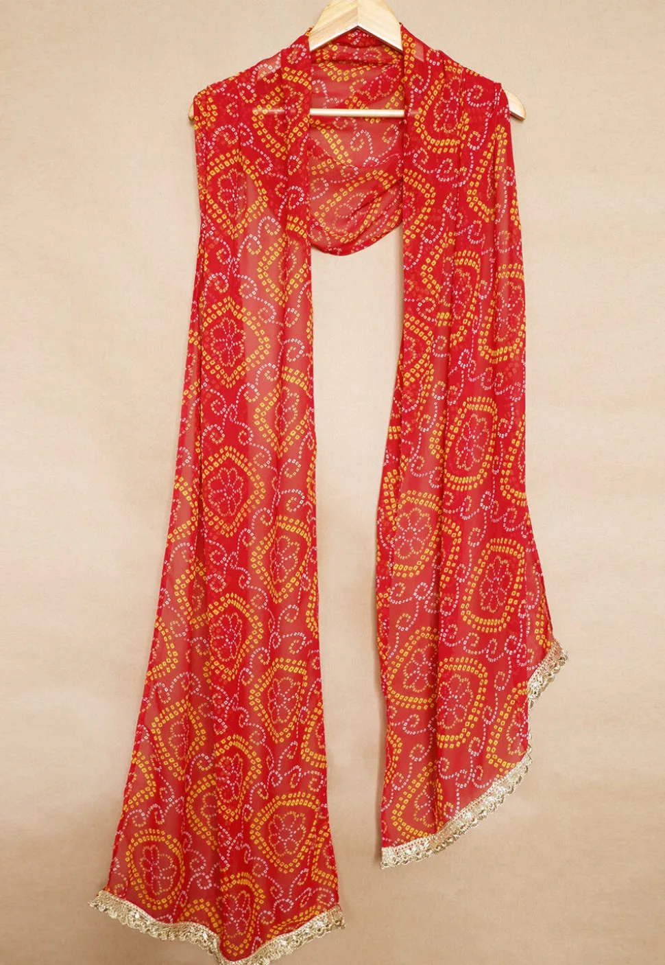 Bandhej Printed Georgette Men Dupatta in Red