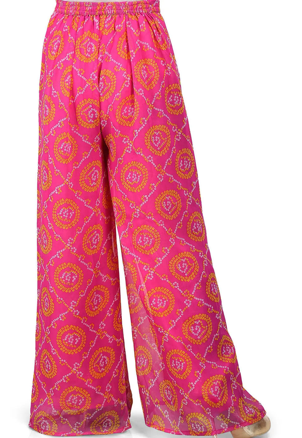 Bandhej Printed Georgette Palazzo in Fuchsia