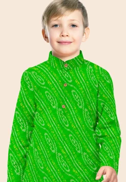 Bandhej Printed Georgette Kurta in Green