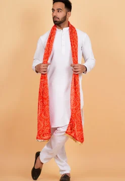 Bandhej Printed Georgette Dupatta in Orange