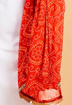 Bandhej Printed Georgette Dupatta in Orange