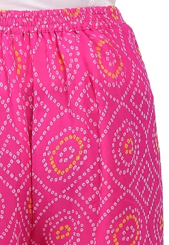 Bandhej Printed Georgette Palazzo in Fuchsia